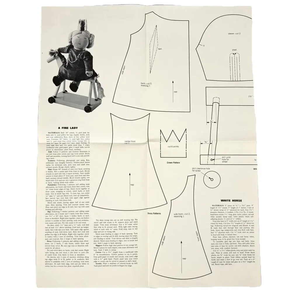 Woman's Day Mother Goose Dolls Sewing Pattern 6 Plush Cloth Doll VTG 1968